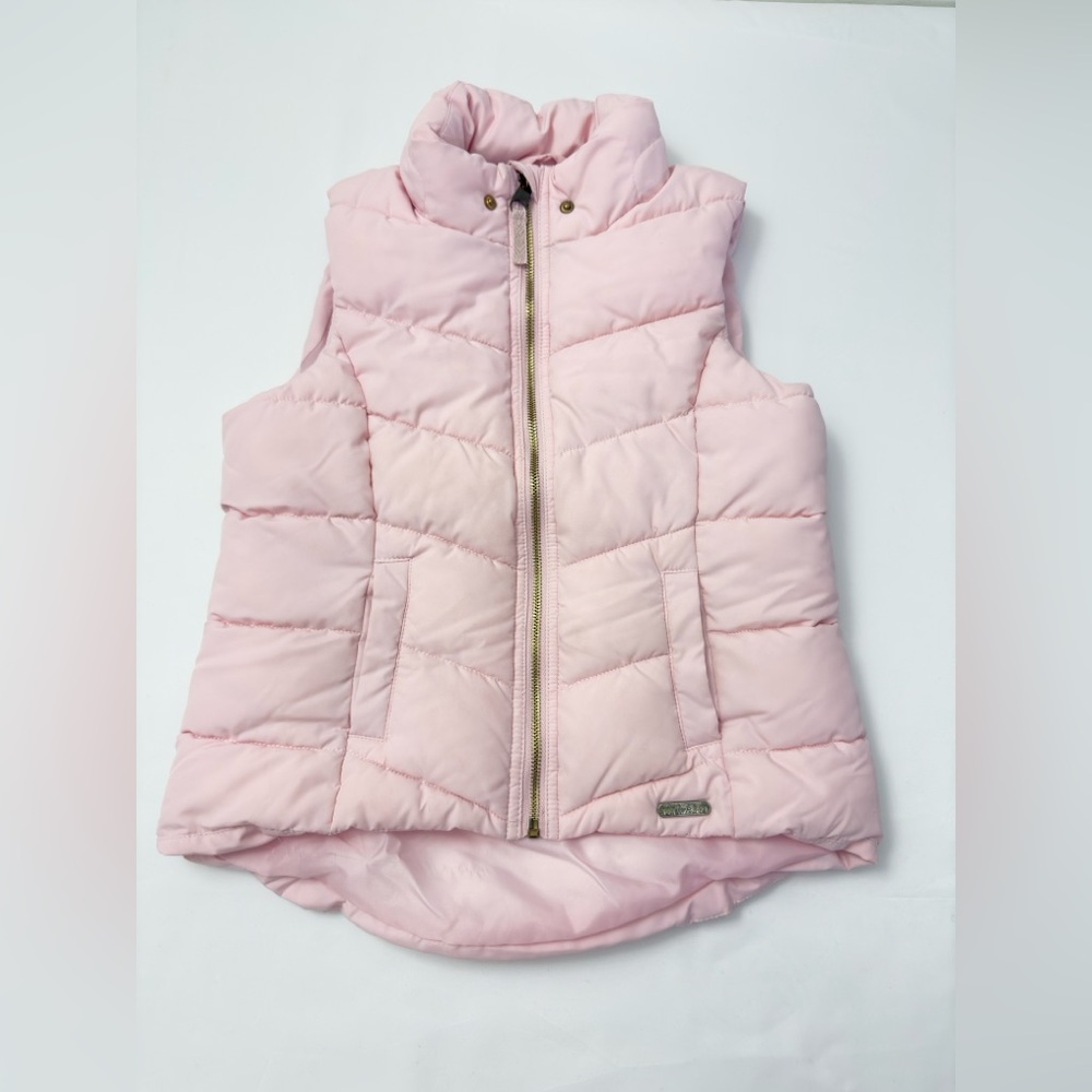 H&M Puffer Vest PinkRose Gold Faux Fur GIRLS 8-10